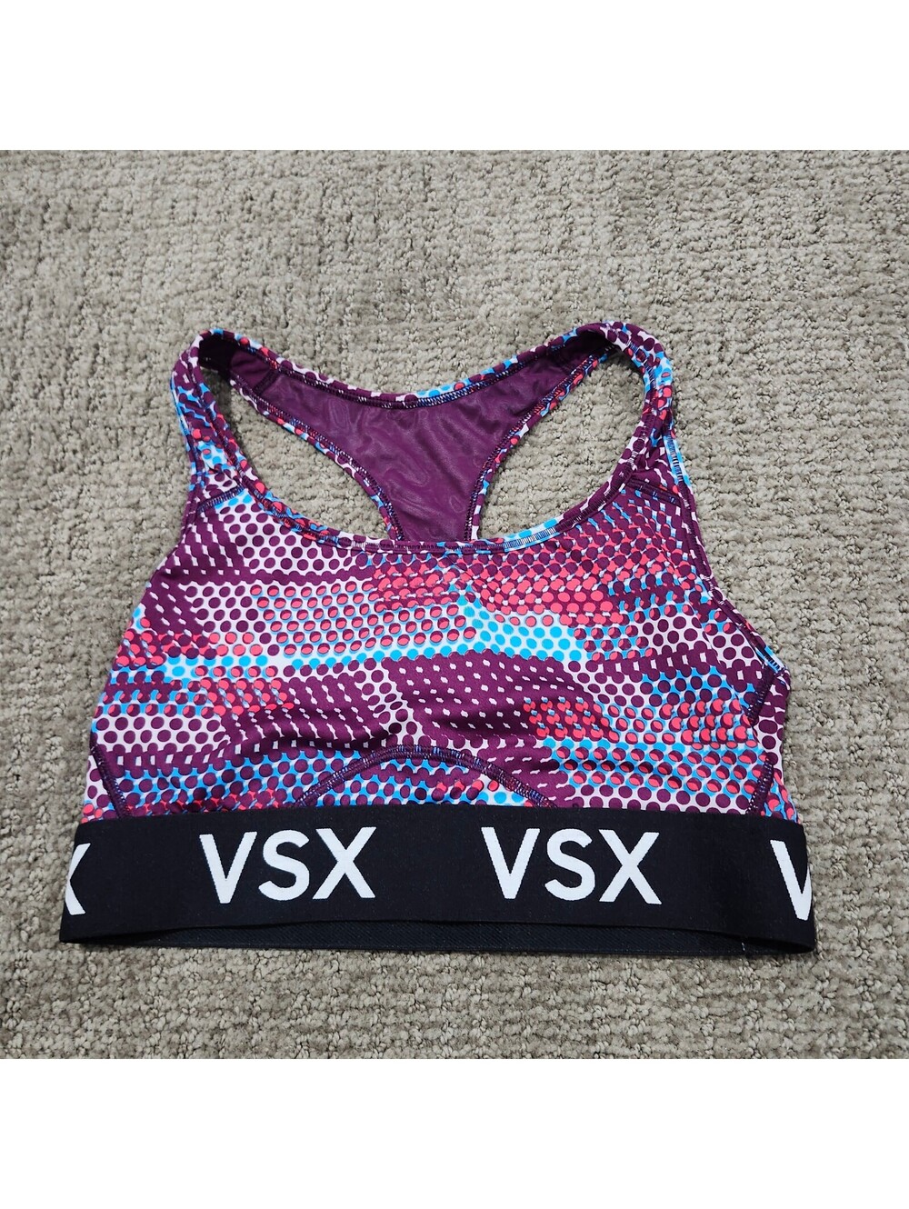 Victoria's Secret VSX Sport Purple Patterned Racerback Sports Bra Size Small